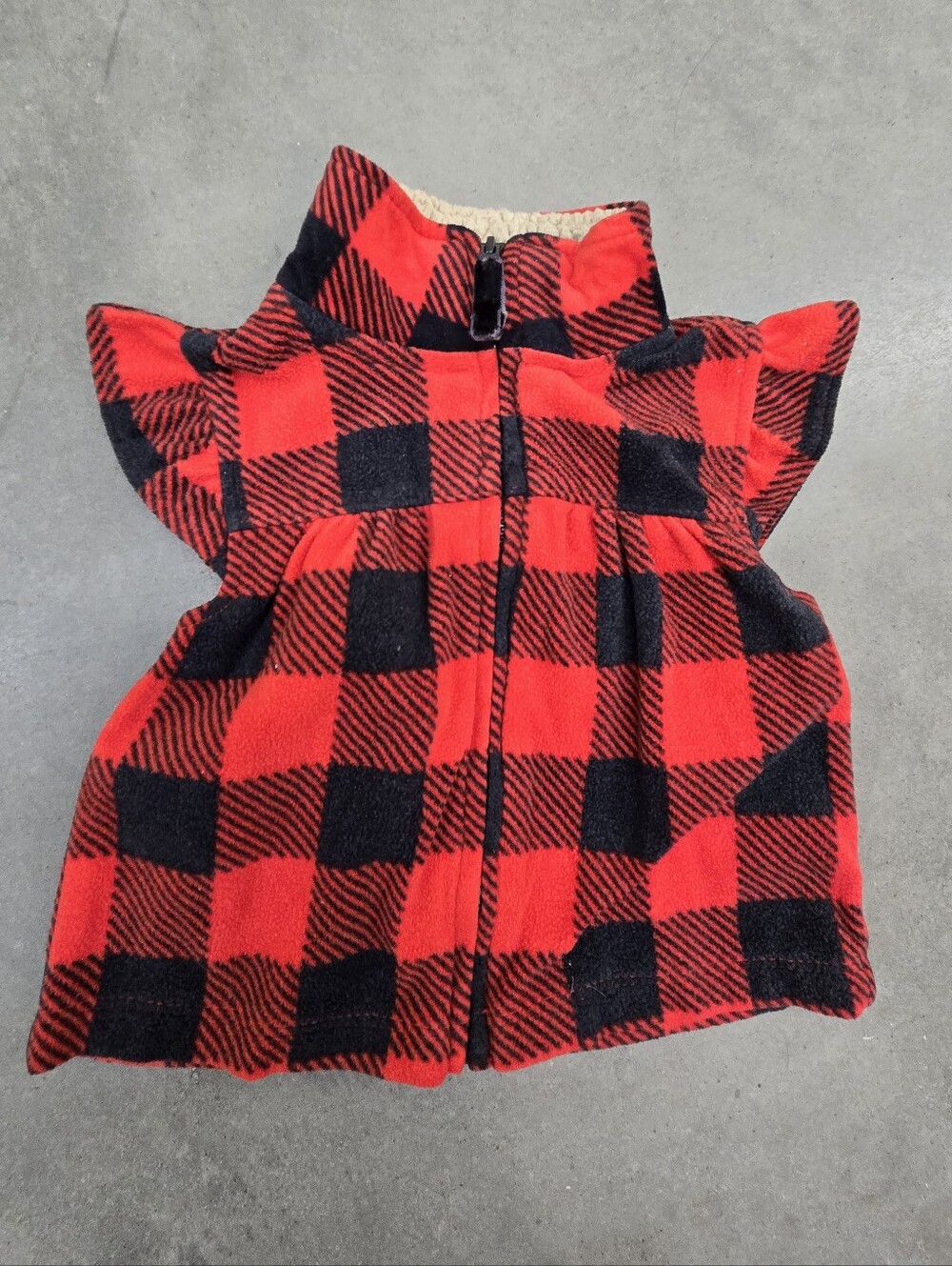Carter's Red Plaid Zip Up Vest Jacket Baby Girl 6 Months